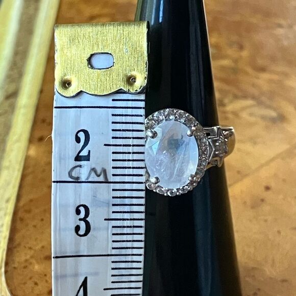 Natural Rainbow Moonstone Sterling Silver Ring Size 6 - Picture 6 of 9